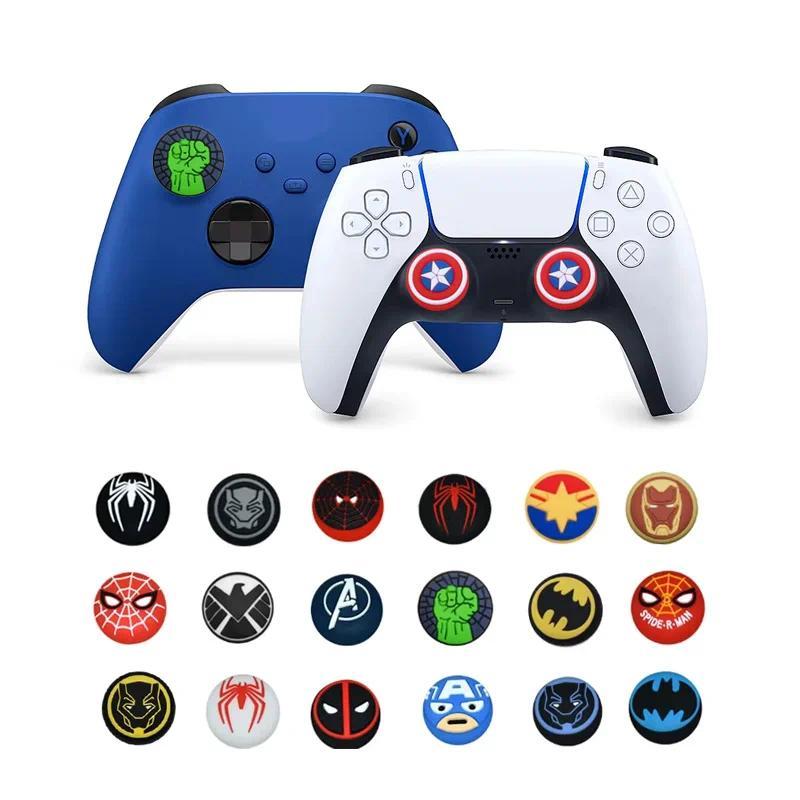 1pair sney SpiderMan Deadpool Thumb Grip Cap Cover Playstation PS5 PS4 Xbox Series Cartoon Gameing C