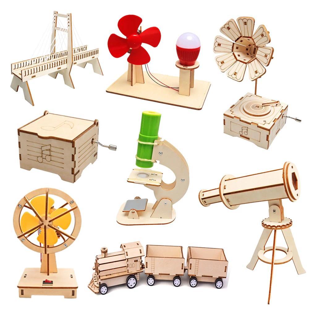 Y Science Toys ildren Educational STEM Kits Car nosaur Model Tenologia Experimental Tool Wood Puzzle