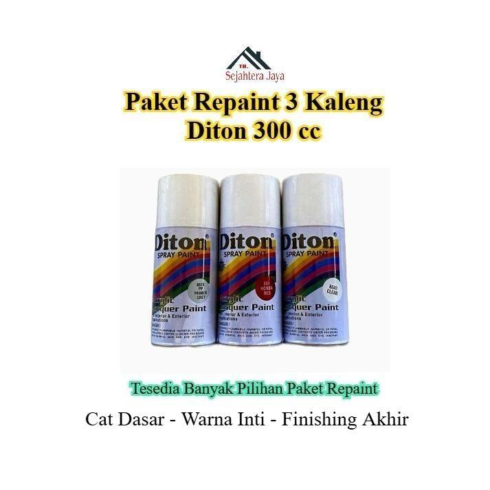 Paket 3 Kaleng DITON 300cc Bebas Pilih Warna | PP Primer + Warna + Clear | Cat Semprot Repaint Velg 
