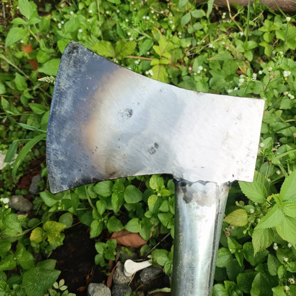Kapak Baja Per Asli Tebal & Tajam - Kampak Cacah Tulang Sapi Kayu Sawit Full Las Garansi Kuat