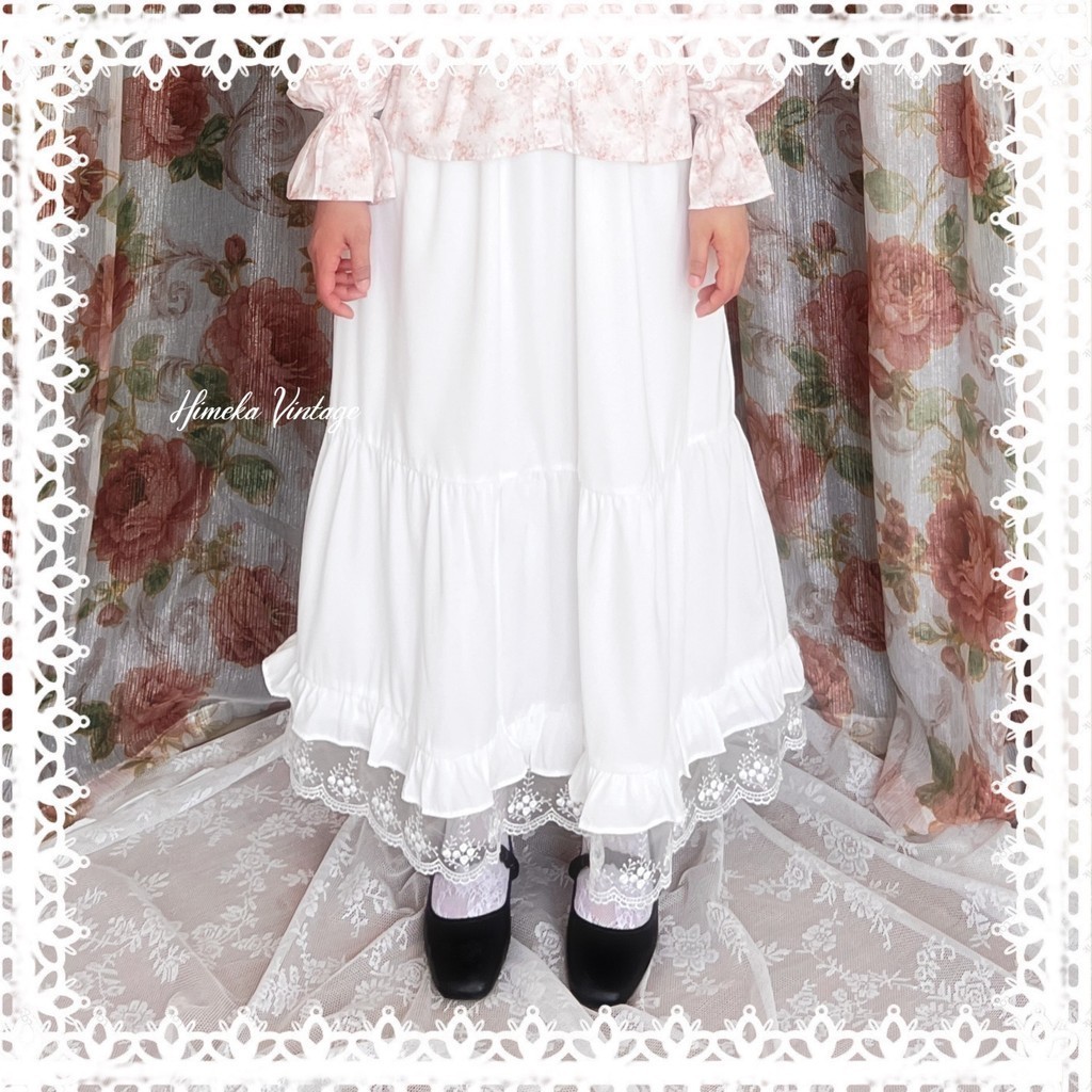 Himeka Vintage | Sofia Skirt | White Skirt - Vintage Skirt - Cottagecore Skirt - Rok Berenda - Coque