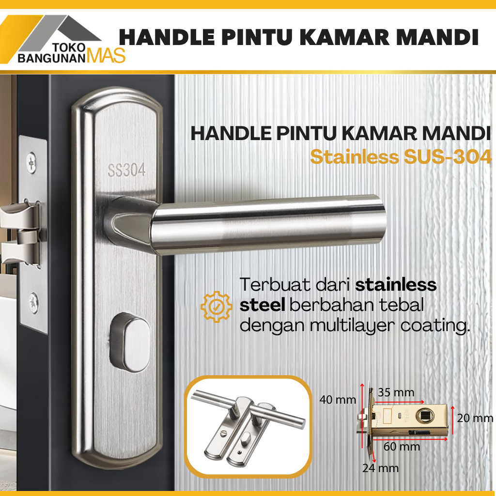 Handle Pintu Kamar Mandi STAINLESS SUS-304 Gagang Kunci Pintu Kamar Mandi Toilet STAINLESS TEMURAH