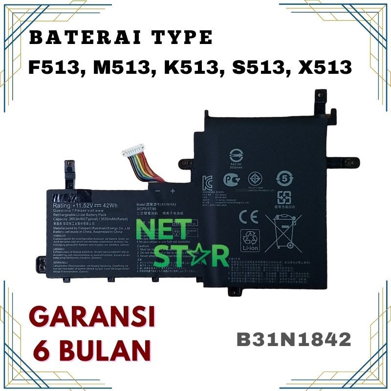 Baterai Laptop Asus VivoBook 15 M513U M513UA M513 M513I M513IA B31N1842 -NSTAR