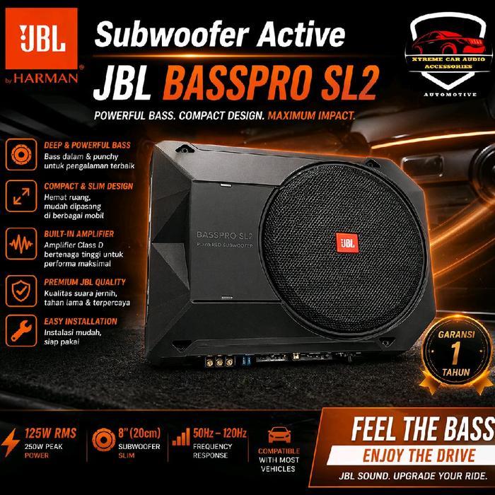 JBL Basspro SL2 Sub Kolong Aktif Subwoofer 8 Inch Smart Electronic Design dengan Controlled Crossove