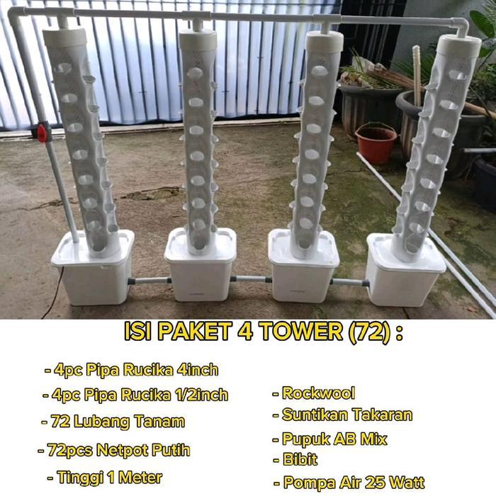 Paket Set Pipa Hidroponik Vertikal Vertikultur 4 Tower 160 Lubang Tanam - 4 Tower (72)