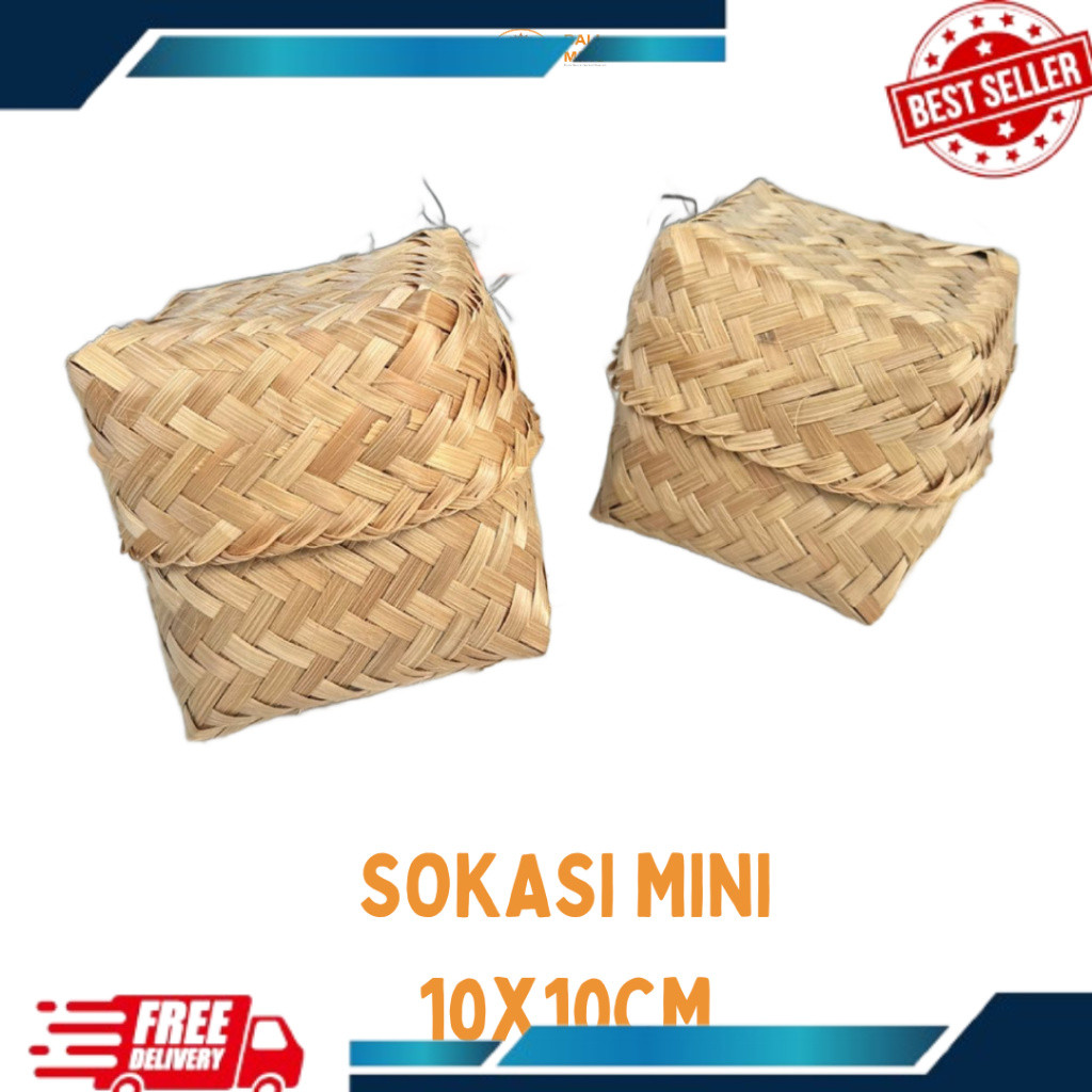 Sokasi Mini 10 x 10 cm Polos - Wadah Bunga Sokasi Polos - Wadah Banten Mini - Anyaman Bambu Bali - K