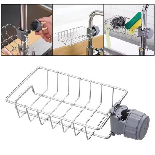 ELMO Rak Wastafel Spons Cuci Piring / Tempat Sabun Stainless Dapur Kamar Mandi Serbaguna