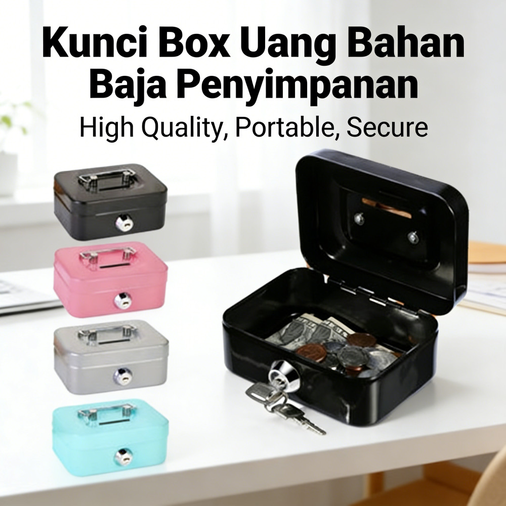 Kunci Kotak Uang Penyimpanan Brangkas Brankas Uang Portable Box Cash Box Money Box