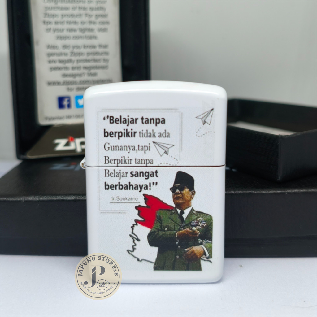 korek api zippo vintage custom bung karno putih mancis unik jadul