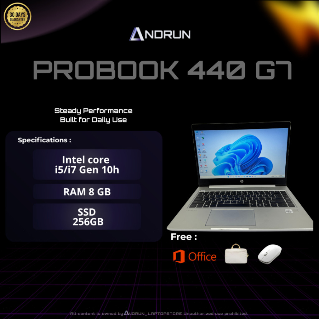 LAPTOP SEKEN HP PROBOOK 440 G7 || core i5/i7 gen 10th || RAM 8gb/16GB  SSD 256GB