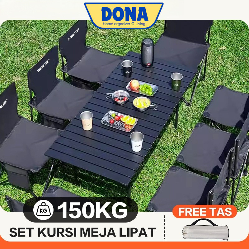 DONA Meja Kursi Lipat Outdoor 1 Set Meja Lipat Outdoor Dan Kursi Lipat Portable