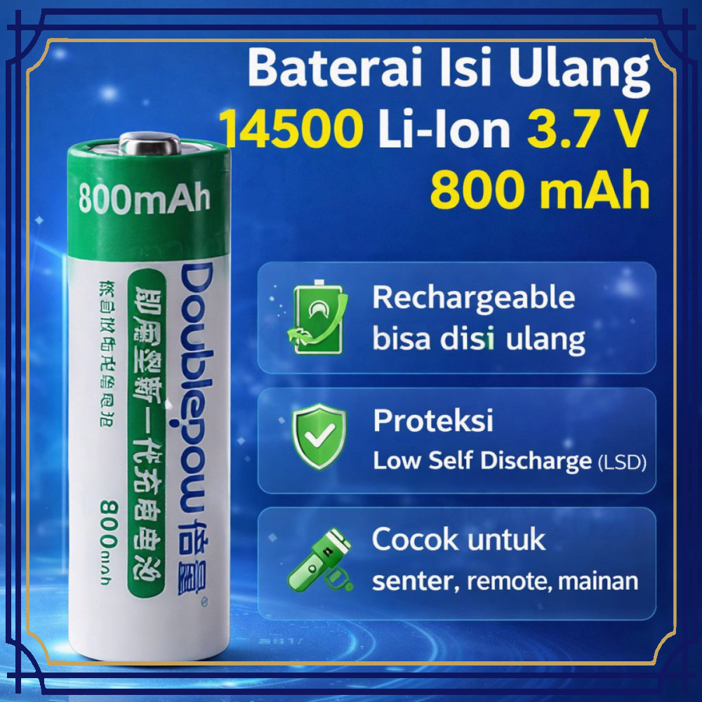 Baterai Rechargeable 14500 Li-Ion 3.7V 800mAh