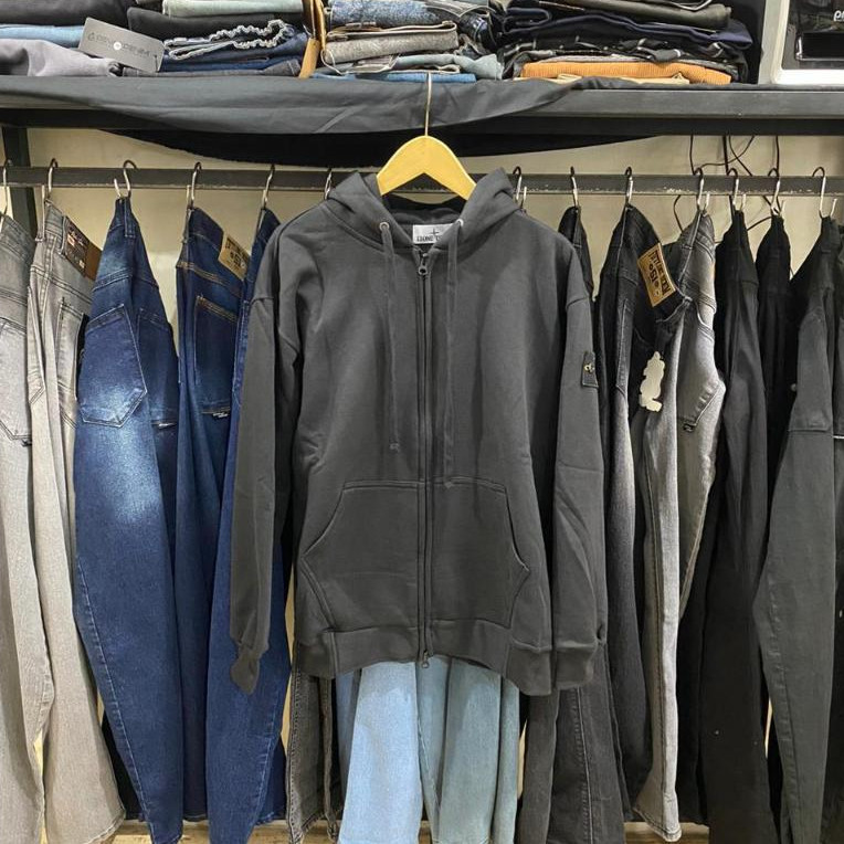 P- NEW Jaket zipper Stone Island Double Zipper Hoodie YKK 345 Grams Jaket Hoodie stone island