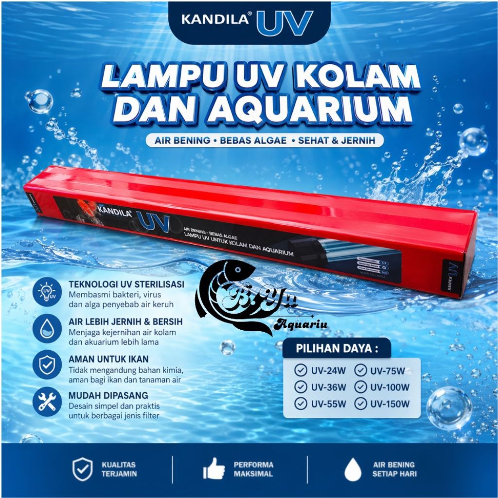 Lampu UV Sterilisasi KANDILA UV 24W 36W 55W 75W 100W 150W Led UV Aquarium Anti Lumut Bakteri