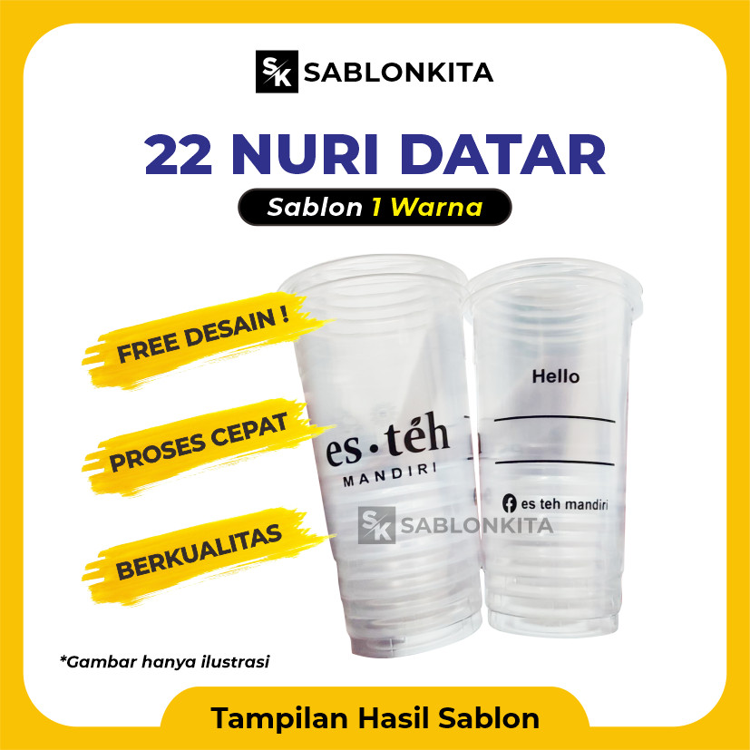 NO COD [[ SABLON CUP CUSTOM ]] DATAR 22 OZ NURI 8 gr Plastik Gelas Bening Transparan Minuman