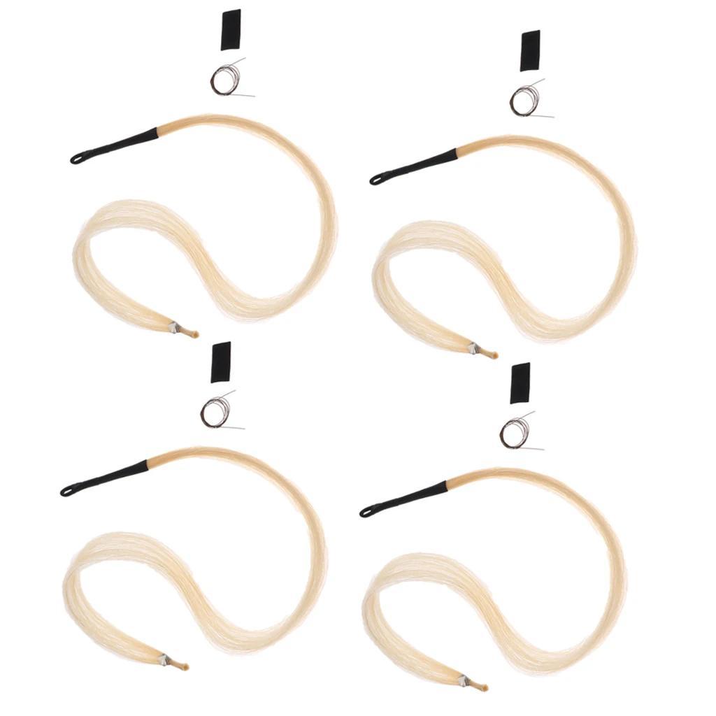 Mongolia Tail Violin Cello Erhu Bow Horse Hair for String Instrument, 4pcs