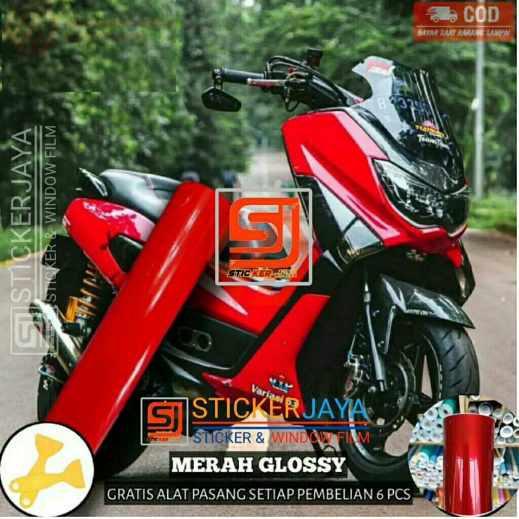 PROMO Stiker merah glossy stiker motor skotlet merah glossy sticker scotlite merah doff scotlite mot