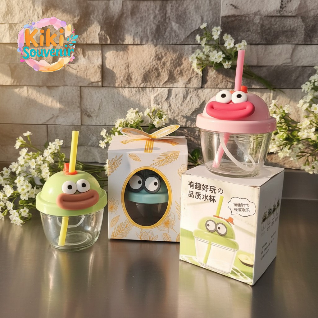 Botol Minum Anak Karakter Cupcake Mata Besar Lucu – Gelas Karakter Souvenir Pernikahan & Ulang Tahun