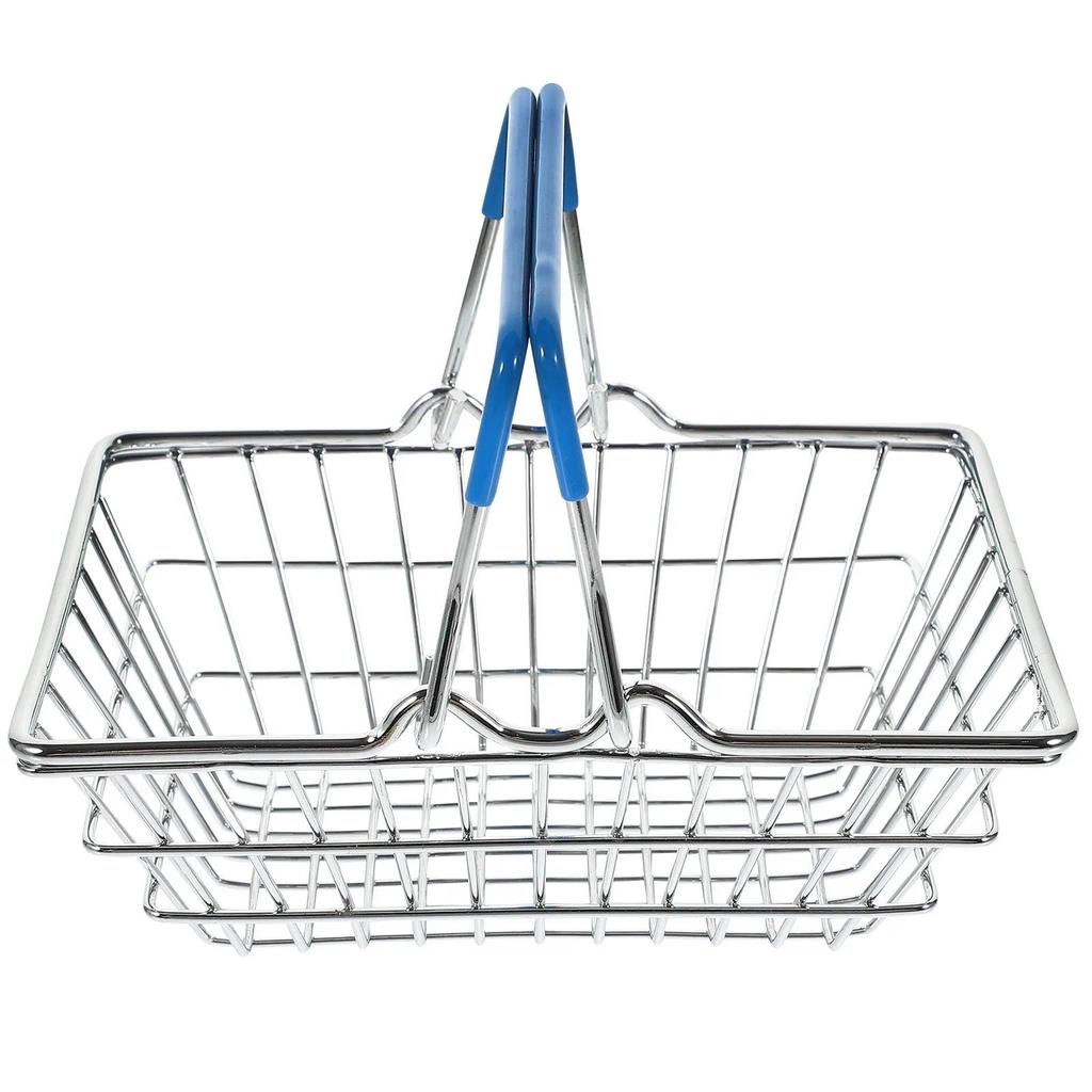 Desktop Iron Basket Mini Shopping Basket Adornment High Quality Wrought Iron Storage Organizer for S