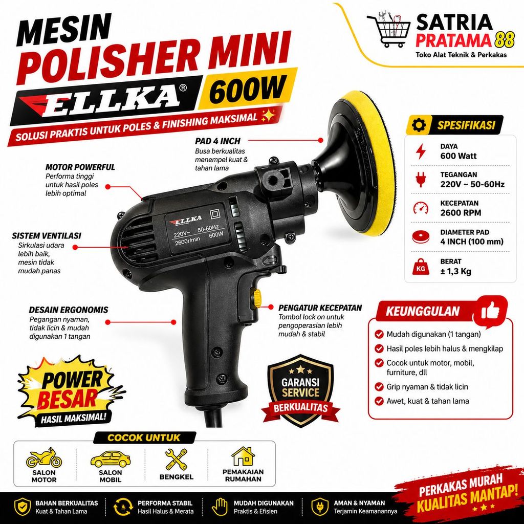 Mesin poles  Wool Polisher 5 inch Disc Mesin Poles Mobil Motor Detailing mobil super lengkap siap pa