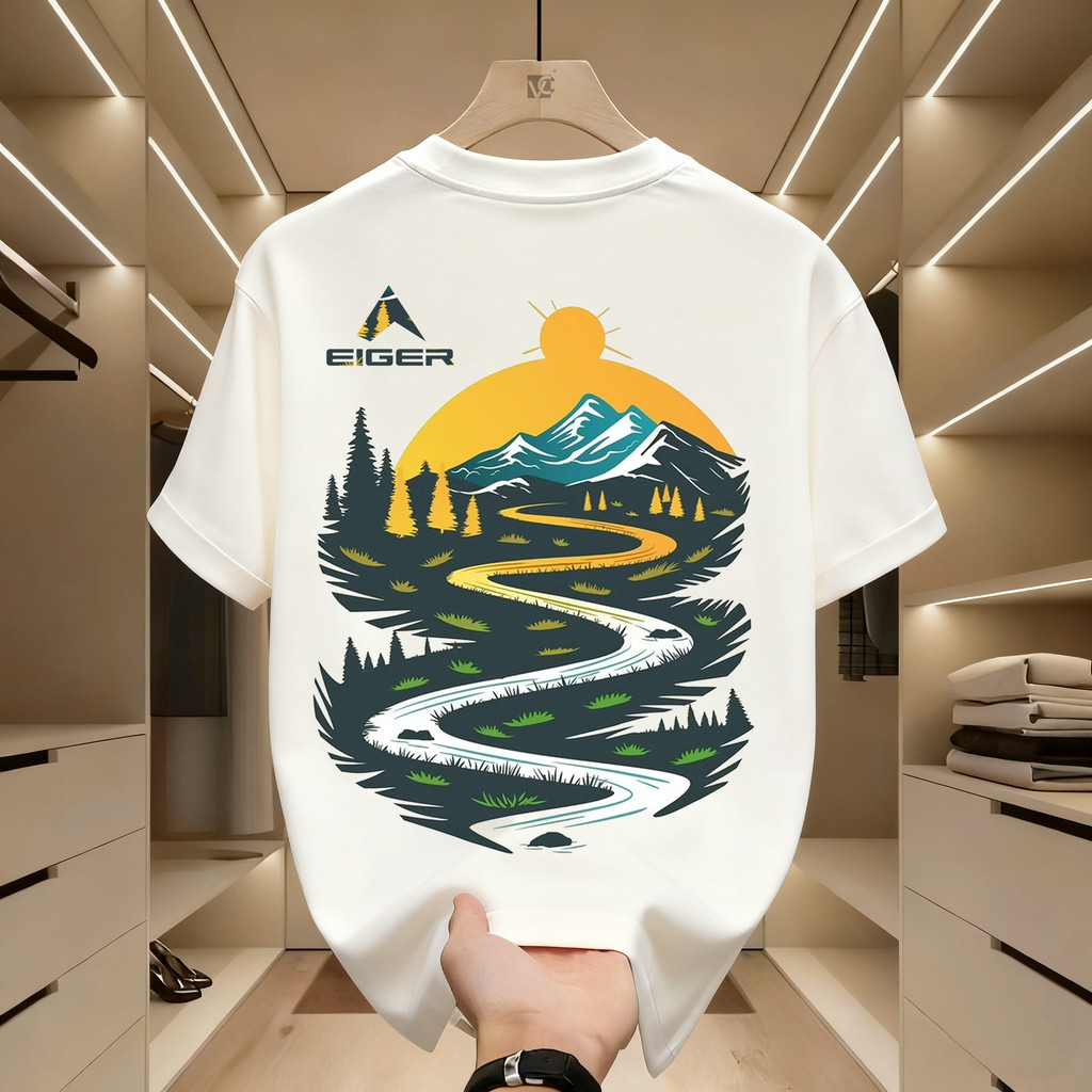 EIGER Official -Kaos Eiger Oversize T-shirt Premium Katun untuk Aktivitas Outdoor Kaos dengan cetaka