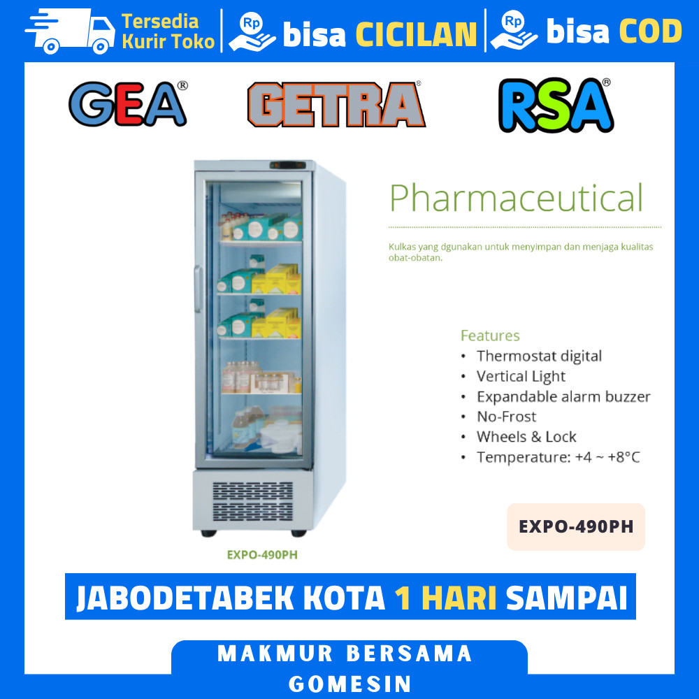 MEDICAL SHOWCASE GEA EXPO-490PH PHARMACEUTICAL REFRIGERATOR