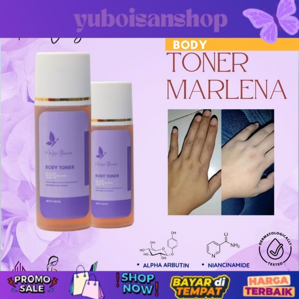 READY SKALI SHOPEE COD!! HEMAT 2 PCS TONER Mencerahkan Cepat BADAN MARLENA AHA KELUPAS toner ungu MA