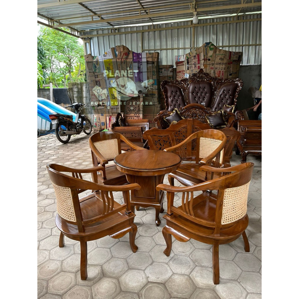 Kursi tamu betawi lenong kayu jati Kursi tamu betawi lenong rotan jati