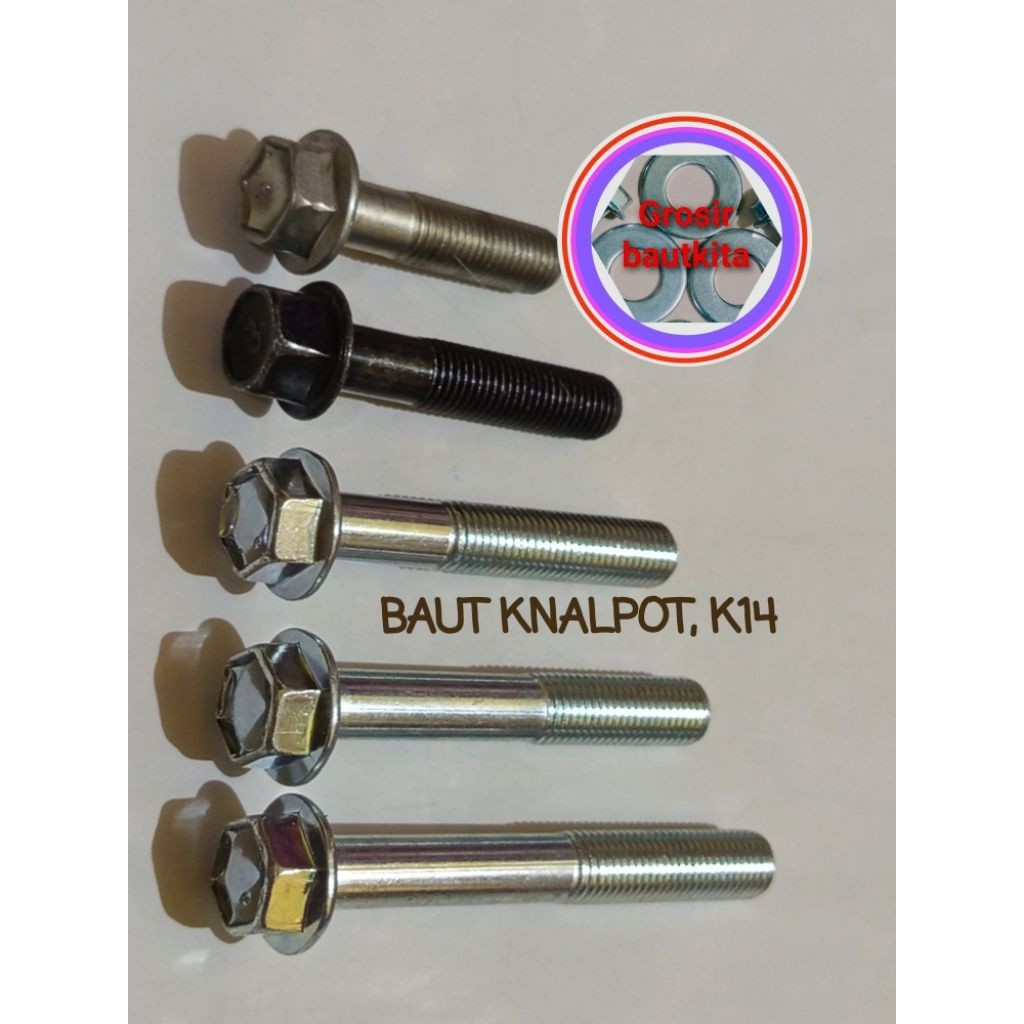 COD 1,PCS..BAUT 14,BAUT KEDUDUKAN KNALPOT PANJANG 4cm,5cm,6cm,6,5cm,7,5cm.,8cm.BAUT KNALPOT MOTOR BE