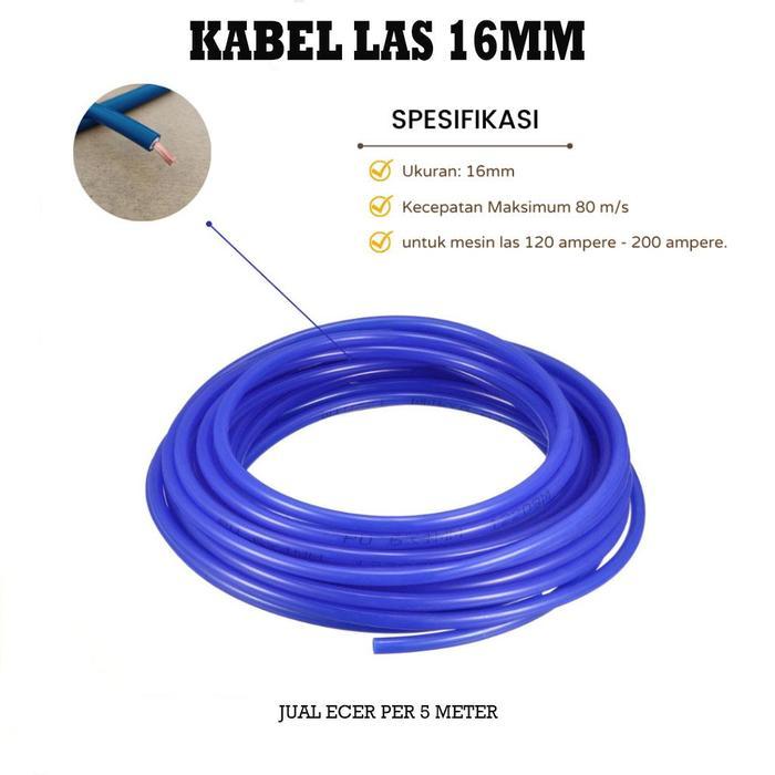 ELLKA Kabel Las Listrik 16mm Meteran Welding Cable 16 mm per 5 Meter Kabel Las Full Tembaga Campuran