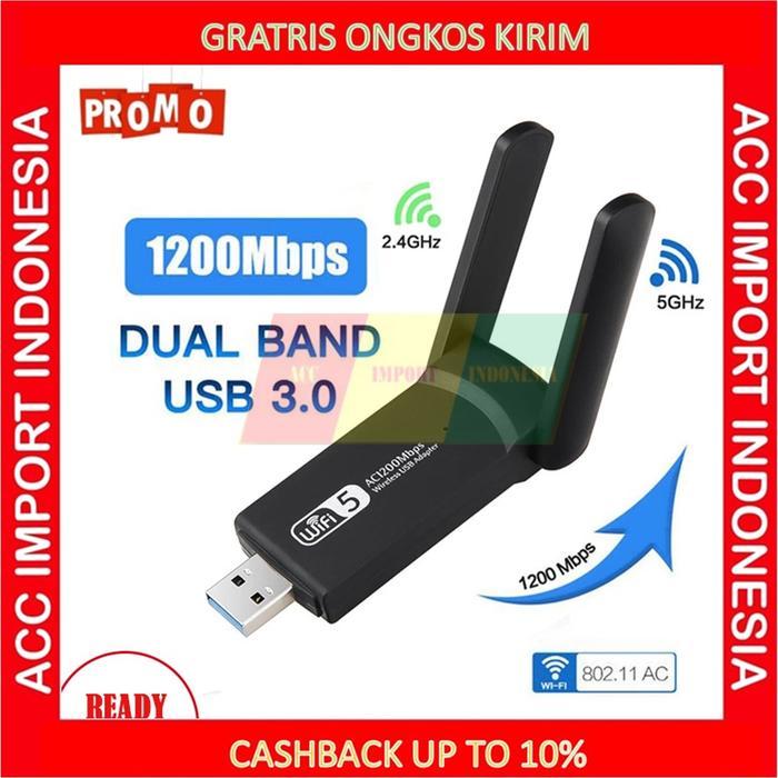 USB Wifi Adapter Dual Band 3.0 Antena Penguat sinyal PC Laptop Macbook