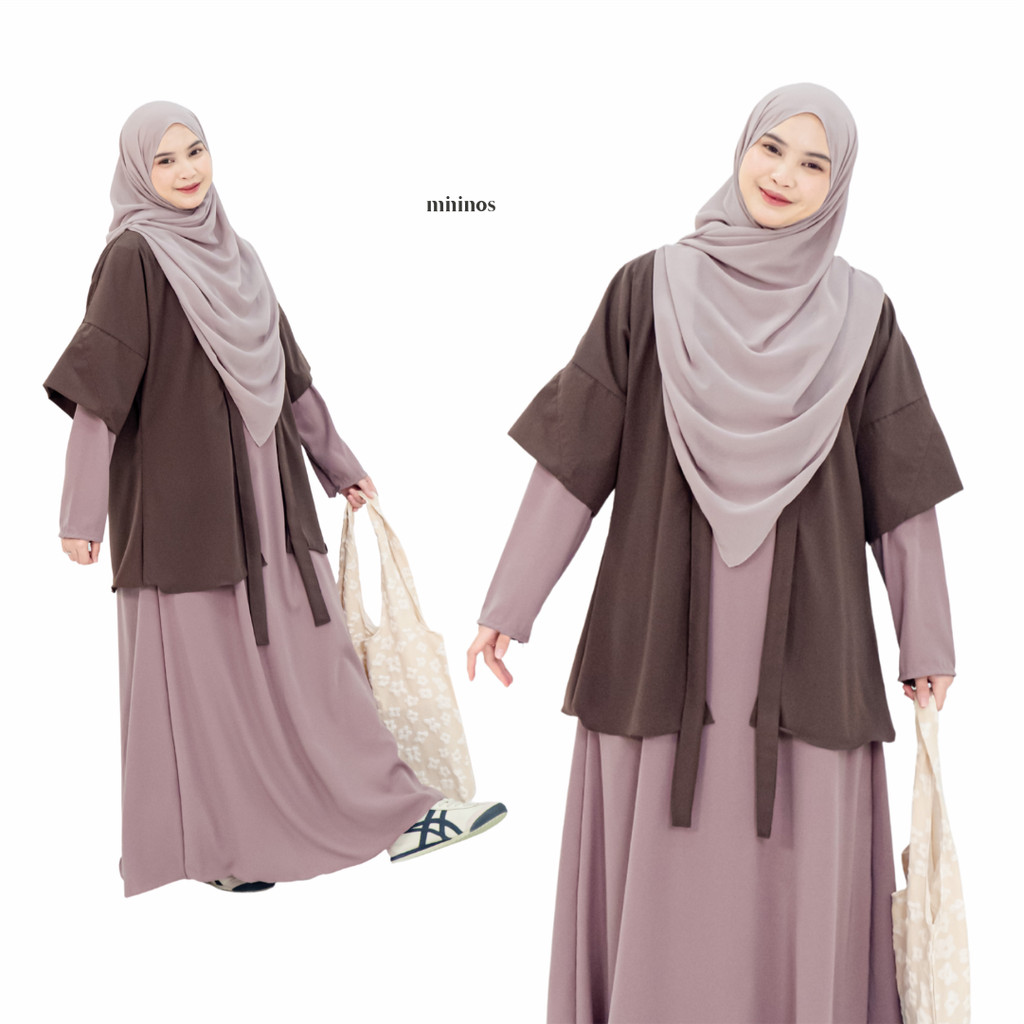 Mininos Yuki Set Kimono Setelan Gamis Outer Segar Kasual Modern