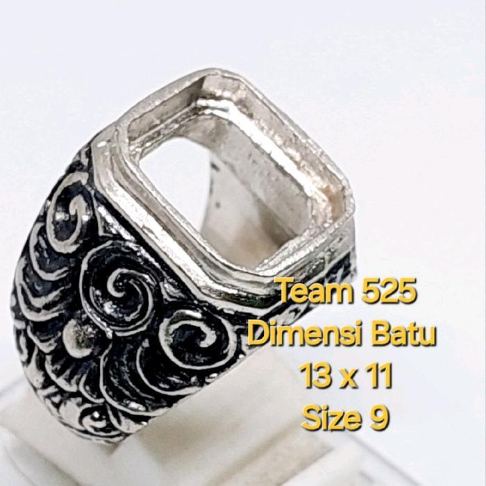 Ring emban alpaka super 13 x 11  model tanam kotak ukir bali  / pengikat ring cincin batu akik grosi