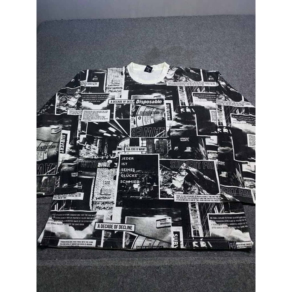 KAOS KATUN FULL PRINT CAKEP B ONE SOUL PUTIH HITAM SIZE XL
