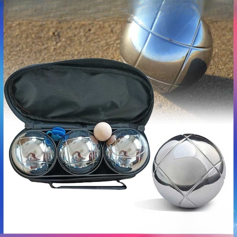Set Bola Petanque 3 PCS Boules Alat Olahraga Rekreasi Keluarga Outdoor Lengkap Tas dan Bola Kayu