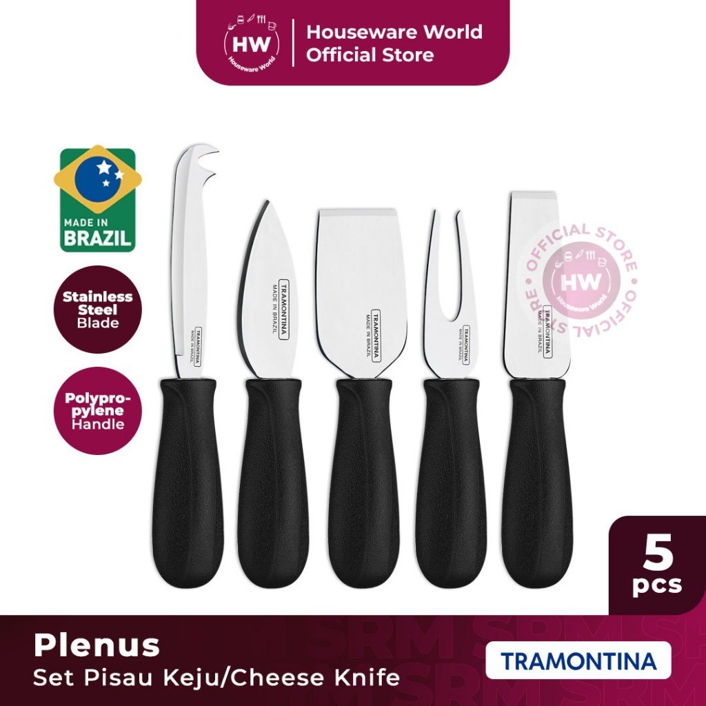 TRAMONTINA Plenus [5pcs] Set Pisau Keju/ Butter/ Mentega/Cheese Serving Set - 1set