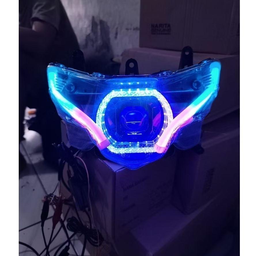 Reflektor Lampu Mio Soul GT 125 Blue Core Biled Kristal Dan Alis RGB APP HP Runing