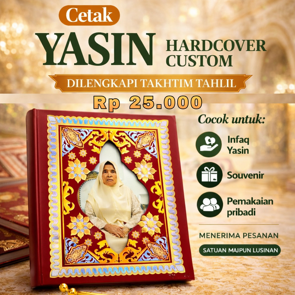 Buku Yasin Hardcover Merah | Cetak Buku Yasin Custom| Dilengkapi Takhtim Tahlil