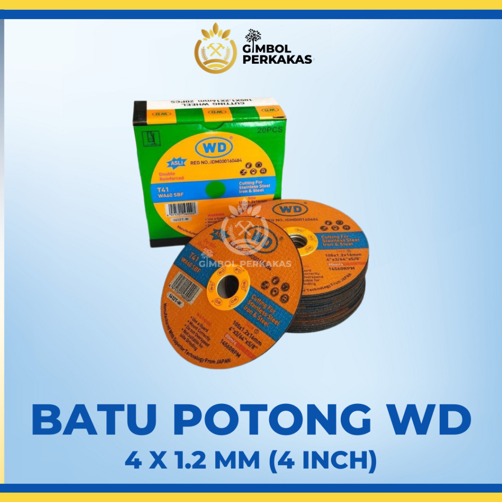 (1 KTK) GROSIR BATU POTONG WD 4" ORIGINAL | WD cutting wheel 4x1.2 mm