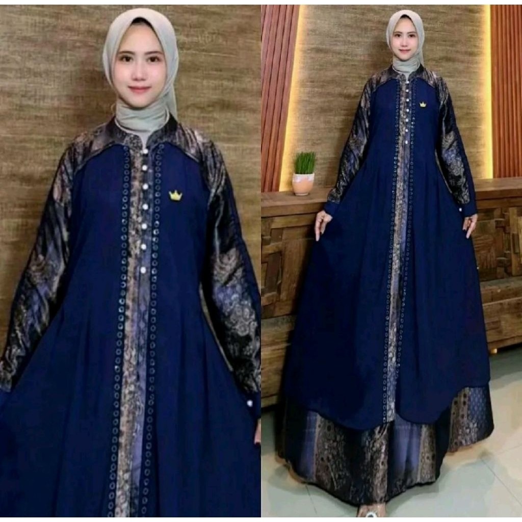 PROMO BIG SALE Dress Anjani Etnik Kombinasi Ceruty bebydoll mewah Elegan Gamis Lebaran BISA COD