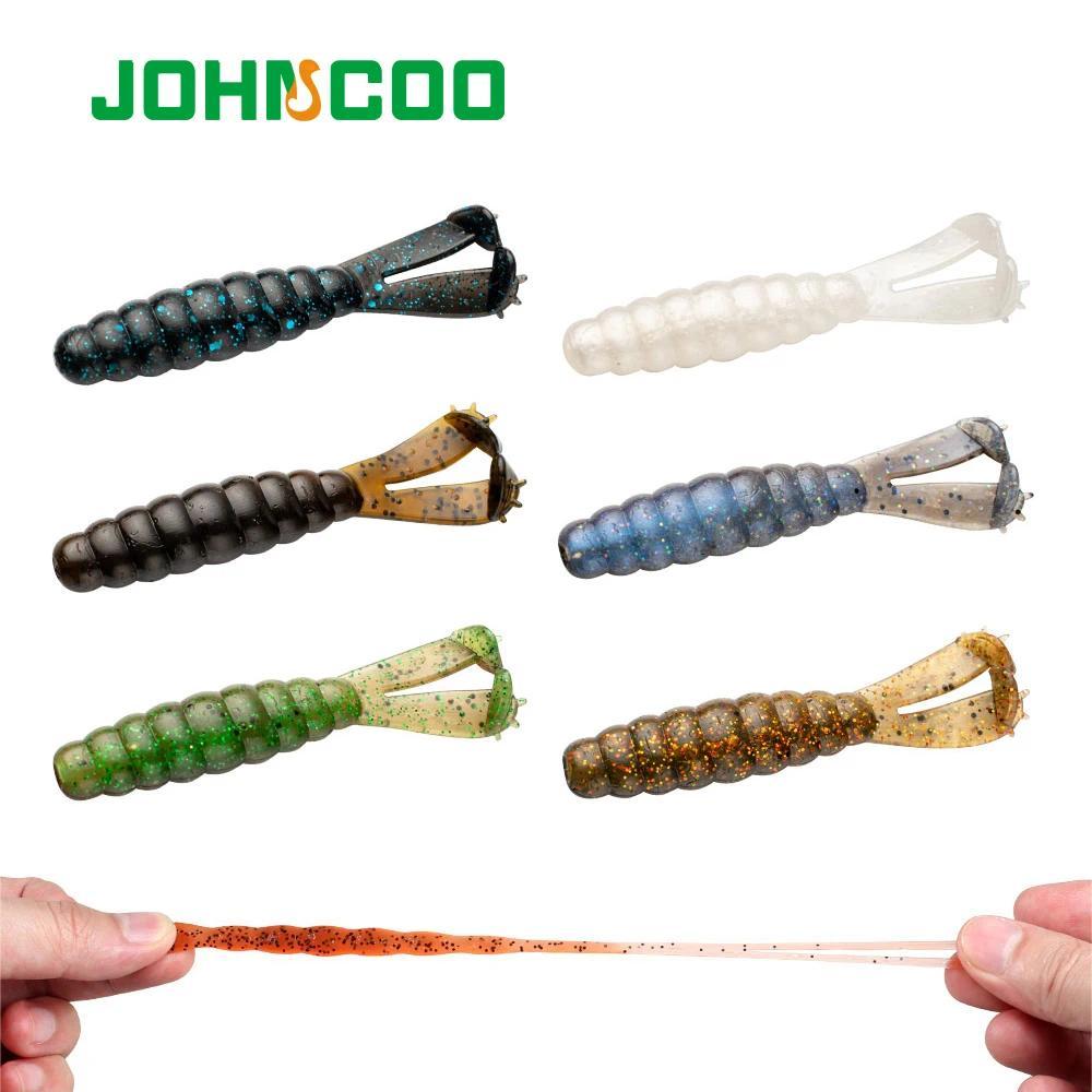 JOHNCOO 7cm 3.1g TPE Two T-tails Soft Bait Fishing Lure 6pcs Artificial Worm Bait Wobblers Swim Ned 