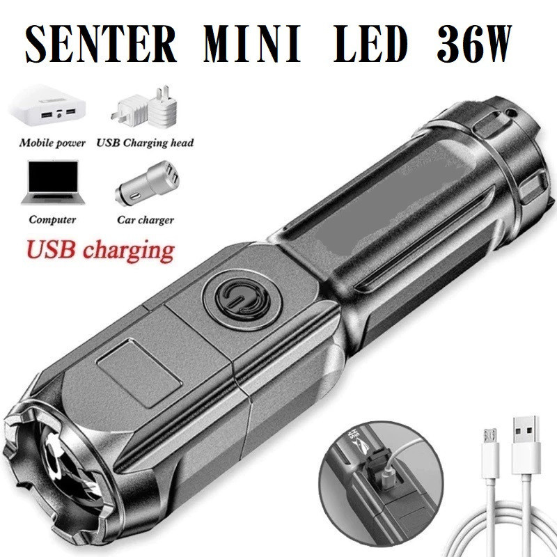 (SB)  Senter Mini LED 36W Senter LED Chargeable Senter Serbaguna Senter Camping Hiking Berkemah