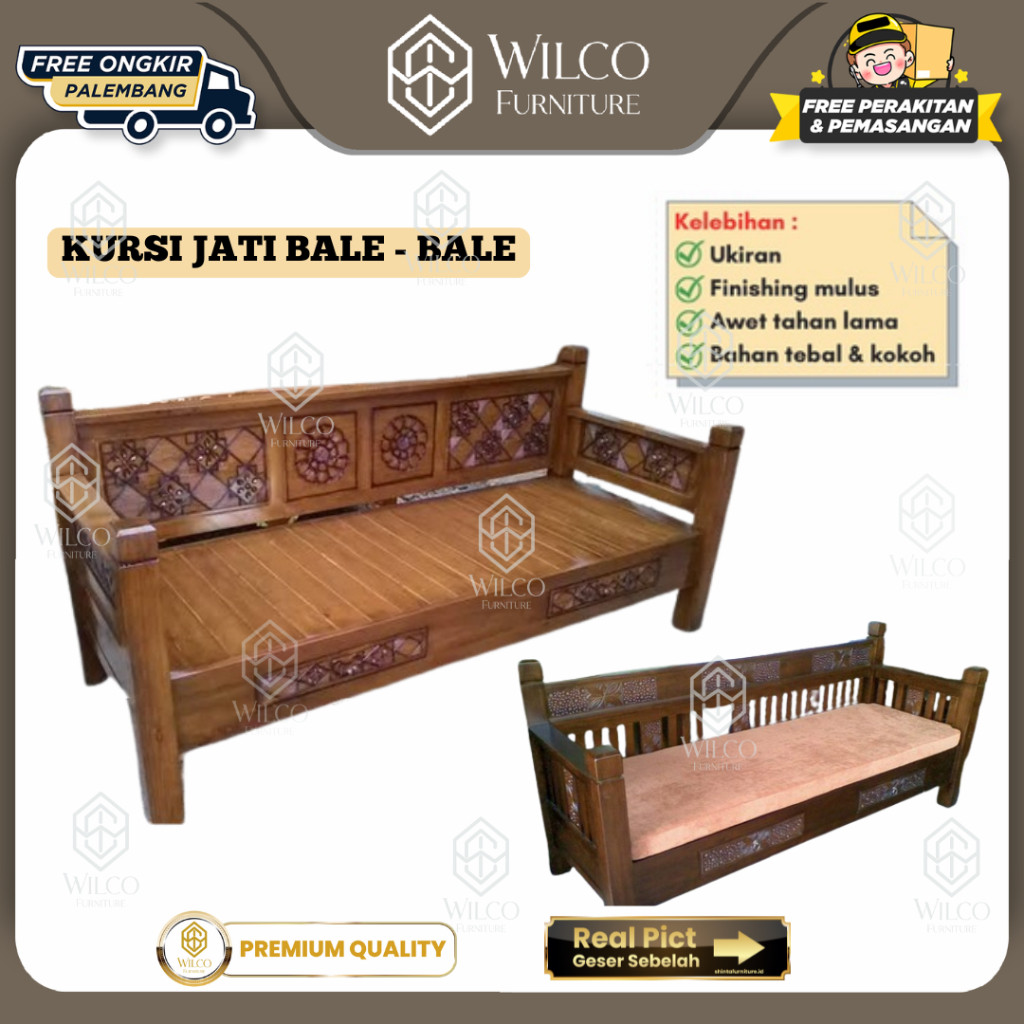 Kursi Jati Bale - Bale Minimalis/ Set Sofa Jati Ukir Minimalis/ Kursi Jati Ruang Tamu 3 Dudukan Jati