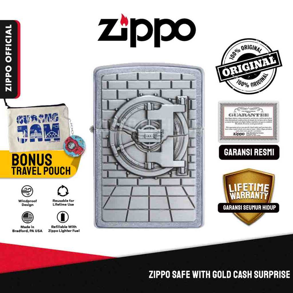 Zippo Safe With Gold Cash Surprise 29555 | Garansi Lifetime | Original USA