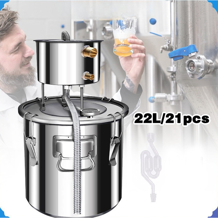 Alat Destilasi Alkohol 22L Stainless Steel 304 Penyulingan Air Minyak Atsiri Lab High Quality
