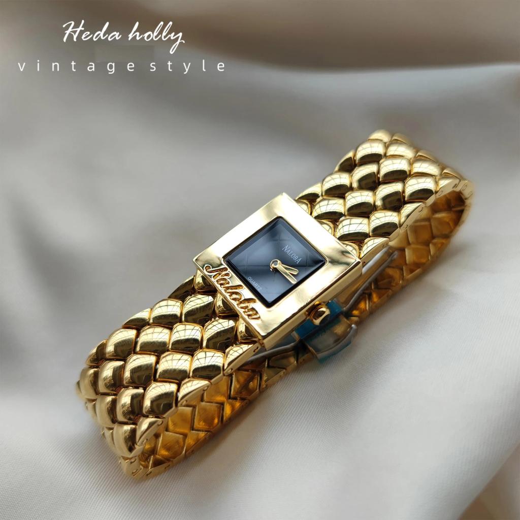 Jam Tangan Wanita 2021 new designer Royal high quality square dial gold retro style steel women watc
