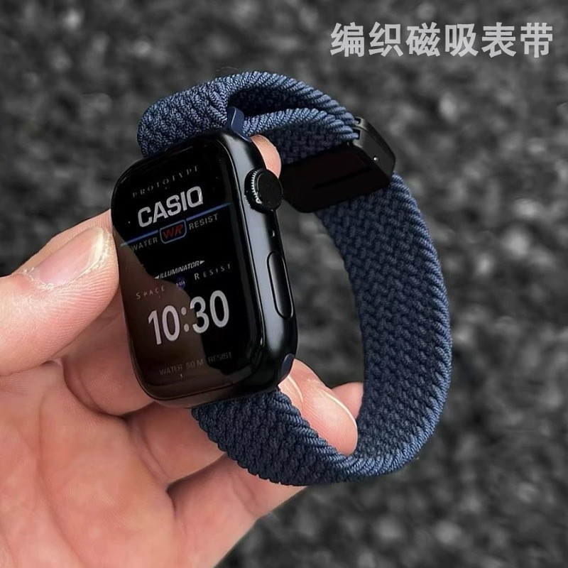 Tali Jam Tangan Tali Jam Tangan Nilon Gesper Magnetik untuk Apple Apple I Watch S10/9876 Tali Jam Ta