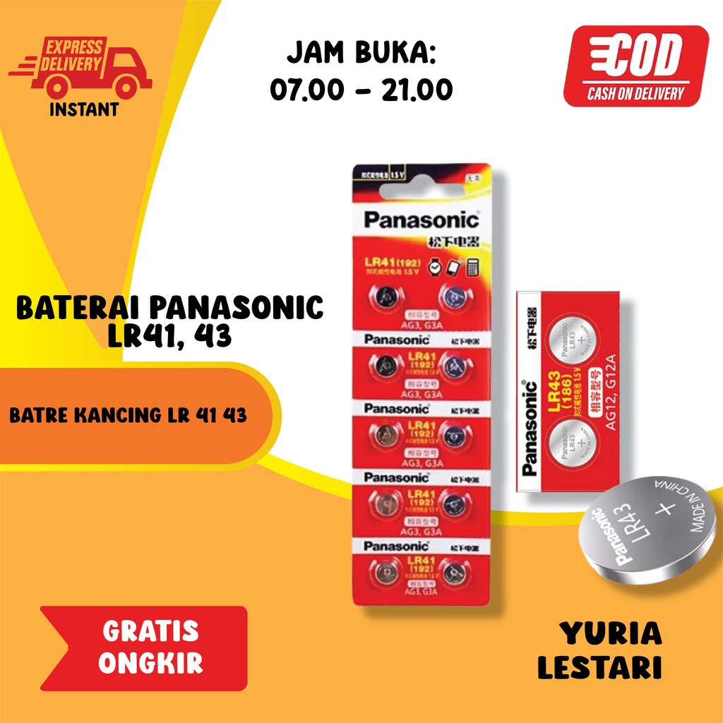 Baterai Panasonic LR41 LR43 LR44 LR1130 / Batre Kancing LR 41 43 44 1130 best