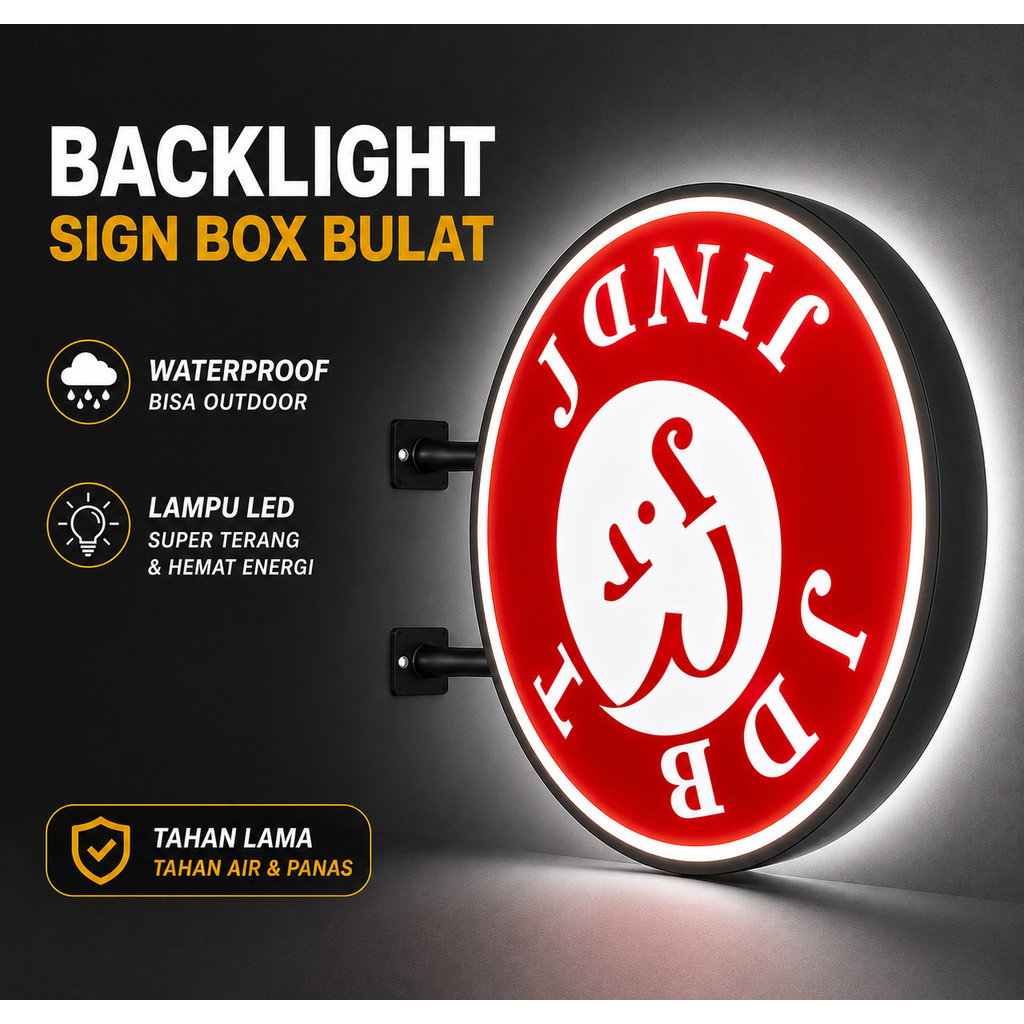Neon Box Costum Bulat 1 Sisi 2 Sisi
