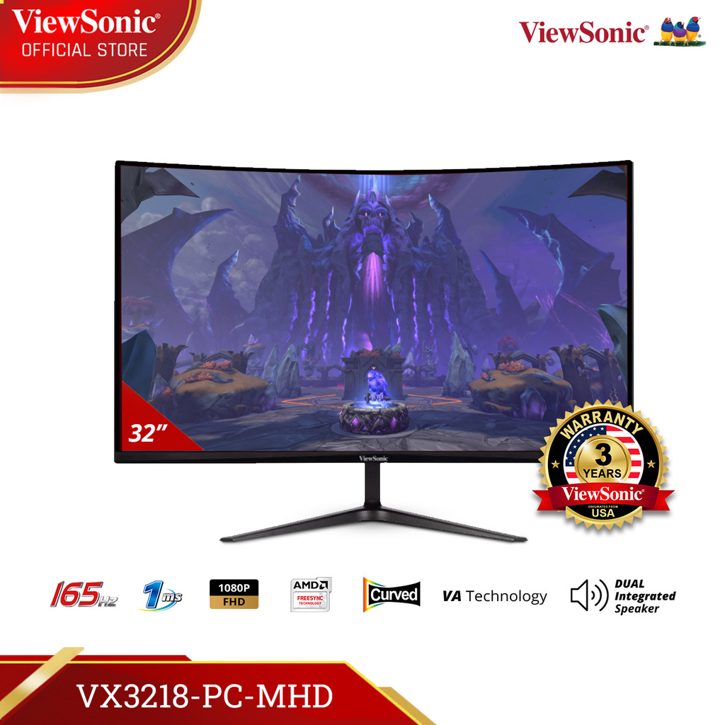 ViewSonic 32" Curved Gaming Monitor VX3218-PC-MHD | FHD | 165Hz  | 1ms | 1500R curved screen